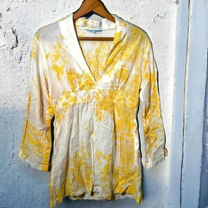 Virginia Johnson cheery yellow boho blouse S